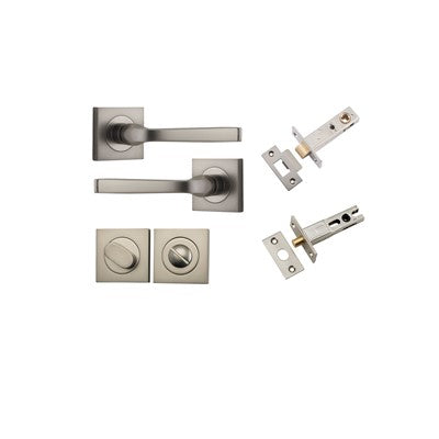 Iver Door Lever Annecy Rose Square Satin Nickel Privacy Kit