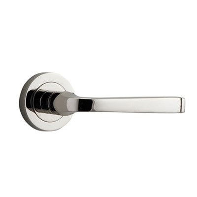 Iver Door Lever Annecy Rose Round Concealed Fix Pair Polished Nickel L117xP66mm BPD52mm