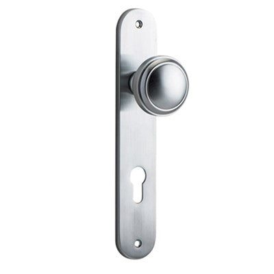 Iver Door Knob Paddington Oval Euro Pair Brushed Chrome CTC85mm D55xP61mm BPH240xW40mm