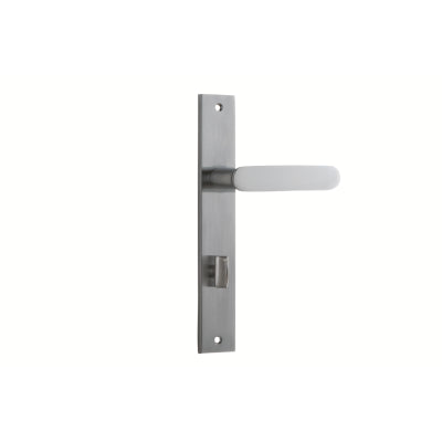 Iver Door Lever Bronte Rectangular Privacy Pair Brushed Chrome CTC85mm L117xP53mm BPH240xW38mm