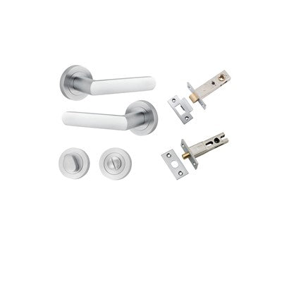 Iver Door Lever Osaka Rose Round Brushed Chrome Privacy Kit