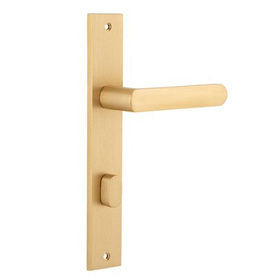 Iver Door Lever Osaka Rectangular Privacy Pair Brushed Brass CTC85mm L120xP52mm BPH240xW38mm