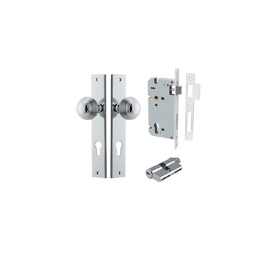 Iver Door Knob Guildford Rectangular Polished Chrome Key / Key Entrance Kit