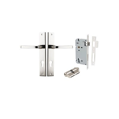 Iver Door Lever Annecy Rectangular Polished Nickel Key / Key Entrance Kit