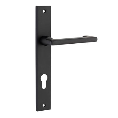 Iver Door Lever Baltimore Return Rectangular Euro Pair Matt Black CTC85mm L128xP54mm BPH240xW38mm