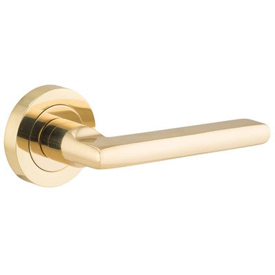 Iver Door Lever Baltimore Rose Round Concealed Fix Pair Polished Brass L118xP57mm BPD52mm