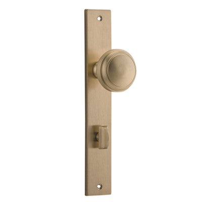 Iver Door Knob Paddington Rectangular Privacy Pair Brushed Brass CTC85mm D55xP61mm BPH240xW38mm