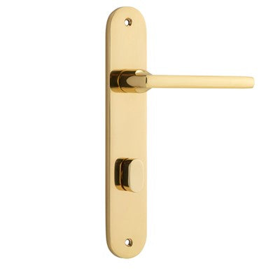 Iver Door Lever Baltimore Oval Privacy Pair Polished Brass CTC85mm L118xP54mm BPH240xW40mm