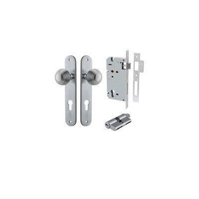 Iver Door Knob Guildford Oval Brushed Chrome Key / Key Entrance Kit