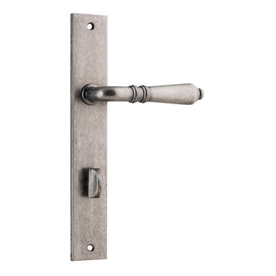 Iver Door Lever Sarlat Rectangular Privacy Pair Distressed Nickel CTC85mm L111xP53mm BPH240xW38mm