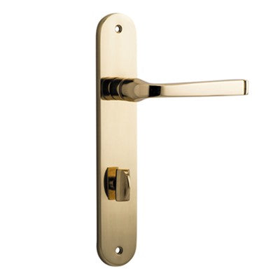 Iver Door Lever Annecy Oval Privacy Pair Polished Brass CTC85mm L117xP63mm BPH240xW40mm