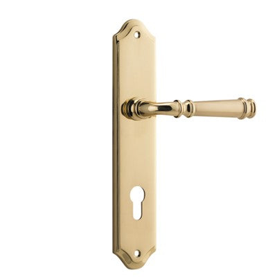 Iver Door Lever Verona Shouldered Euro Pair Polished Brass CTC85mm L122xP58mm BPH250xW48mm