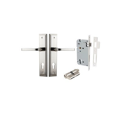 Iver Door Lever Annecy Stepped Polished Nickel Key / Key Entrance Kit