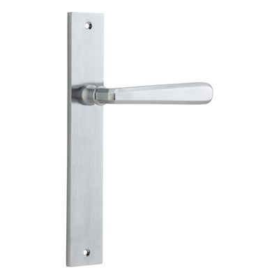 Iver Door Lever Copenhagen Rectangular Latch Pair Brushed Chrome L120xP57mm BPH240xW38mm