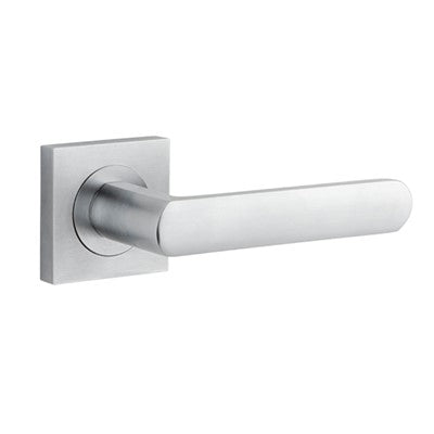 Iver Door Lever Osaka Rose Square Concealed Fix Pair Brushed Chrome L120xP55mm BPH52xW52mm