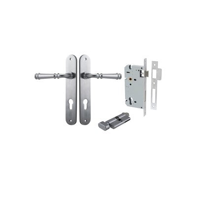 Iver Door Lever Verona Oval Brushed Chrome Key / Thumb Entrance Kit