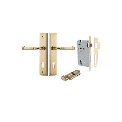 Iver Door Lever Verona Stepped Polished Brass Key / Thumb Entrance Kit