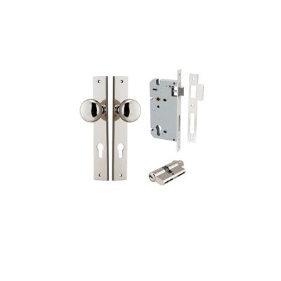 Iver Door Knob Cambridge Rectangular Polished Nickel Key / Key Entrance Kit