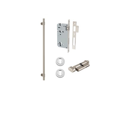 Iver Pull Handle Helsinki Satin Nickel CTC600mm Key / Thumb Entrance Kit