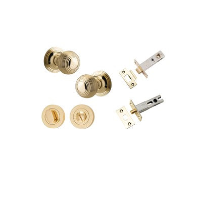 Iver Door Knob Guildford Rose Round Polished Brass Privacy Kit