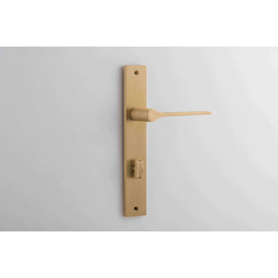 Iver Door Lever Como Rectangular Privacy Pair Brushed Brass CTC85mm L119xP59mm BPH240xW38mm