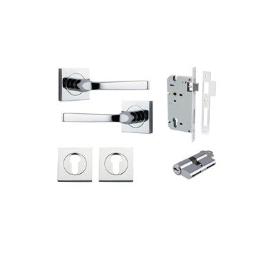 Iver Door Lever Annecy Rose Square Polished Chrome Key / Key Entrance Kit