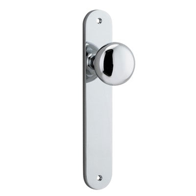 Iver Door Knob Cambridge Oval Latch Pair Polished Chrome D55xP60mm BPH240xW40mm