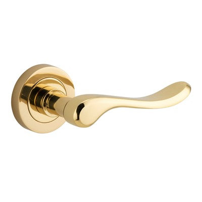 Iver Door Lever Stirling Rose Round Concealed Fix Pair Polished Brass L116xP65mm BPD52mm