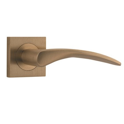 Iver Door Lever Oxford Rose Square Concealed Fix Pair Brushed Brass L125xP63mm BPH52xW52mm