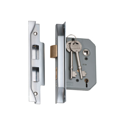 Tradco Mortice Lock 5 Lever Rebated Satin Chrome CTC57mm Backset 57mm