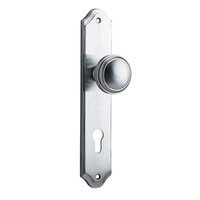 Iver Door Knob Paddington Shouldered Euro Pair Brushed Chrome CTC85mm D55xP63mm BPH250xW48mm