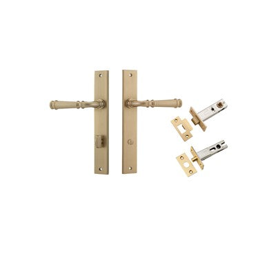 Iver Door Lever Verona Rectangular Brushed Brass Privacy Kit