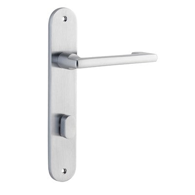 Iver Door Lever Baltimore Return Oval Privacy Pair Brushed Chrome CTC85mm L128xP54mm BPH240xW40mm