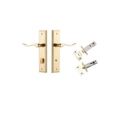 Iver Door Lever Stirling Stepped Polished Brass Privacy Kit