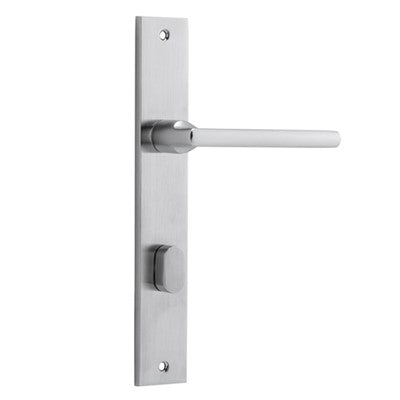 Iver Door Lever Baltimore Rectangular Privacy Pair Brushed Chrome CTC85mm L118xP54mm BPH240xW38mm