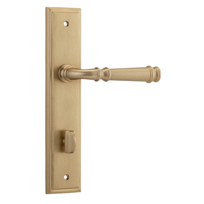 Iver Door Lever Verona Stepped Privacy Pair Brushed Brass CTC85mm L122xP59mm BPH237xW50mm