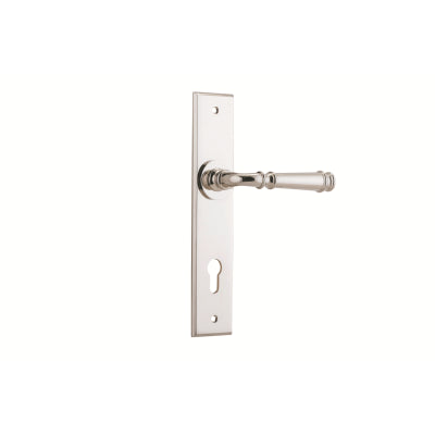 Iver Door Lever Verona Chamfered Euro Pair Polished Nickel CTC85mm L122xP58mm BPH240xW50mm