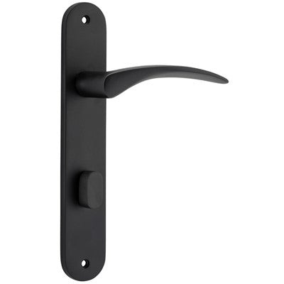 Iver Door Lever Oxford Oval Privacy Pair Matt Black CTC85mm L125xP60mm BPH240xW40mm