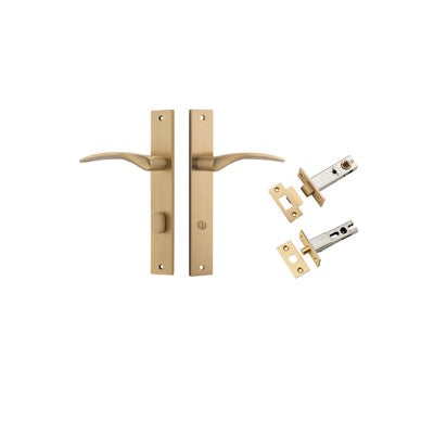 Iver Door Lever Oxford Rectangular Brushed Brass Privacy Kit