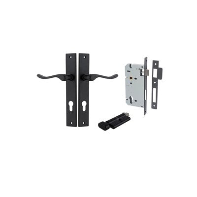 Iver Door Lever Stirling Rectangular Matt Black Key / Thumb Entrance Kit