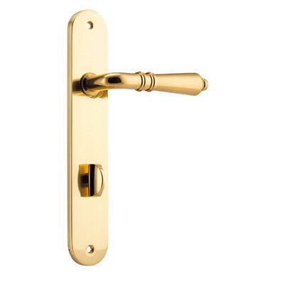 Iver Door Lever Sarlat Oval Privacy Pair Polished Brass CTC85mm L111xP53mm BPH240xW40mm