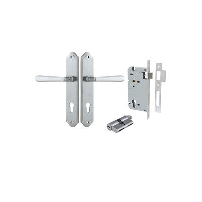 Iver Door Lever Copenhagen Shouldered Brushed Chrome Key / Key Entrance Kit