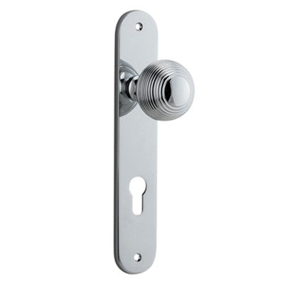 Iver Door Knob Guildford Oval Euro Pair Polished Chrome CTC85mm D52xP72mm BPH240xW40mm