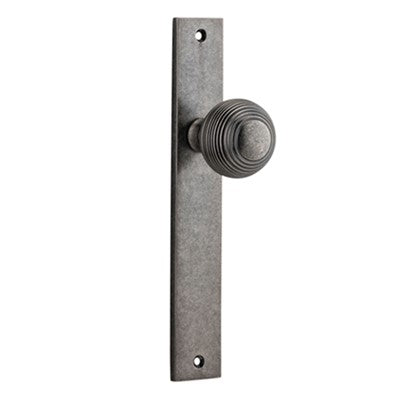 Iver Door Knob Guildford Rectangular Latch Pair Distressed Nickel D52xP72mm BPH240xW38mm