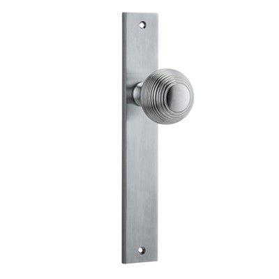 Iver Door Knob Guildford Rectangular Latch Pair Brushed Chrome D52xP72mm BPH240xW38mm