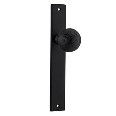 Iver Door Knob Guildford Rectangular Latch Pair Matt Black D52xP72mm BPH240xW38mm