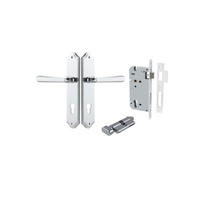 Iver Door Lever Copenhagen Shouldered Polished Chrome Key / Thumb Entrance Kit