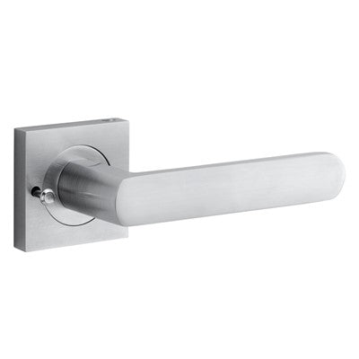 Iver Door Lever Osaka Rose Square Brushed Chrome Inbuilt Privacy Kit