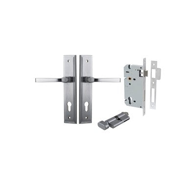 Iver Door Lever Annecy Stepped Brushed Chrome Key / Thumb Entrance Kit