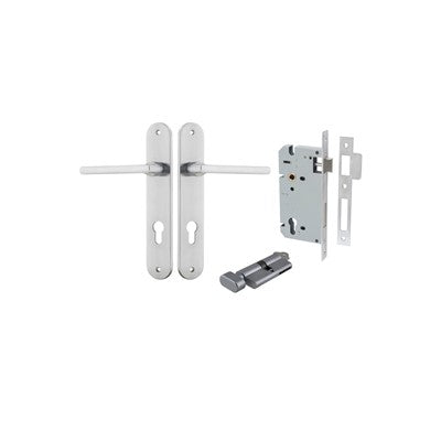 Iver Door Lever Baltimore Oval Brushed Chrome Key / Thumb Entrance Kit